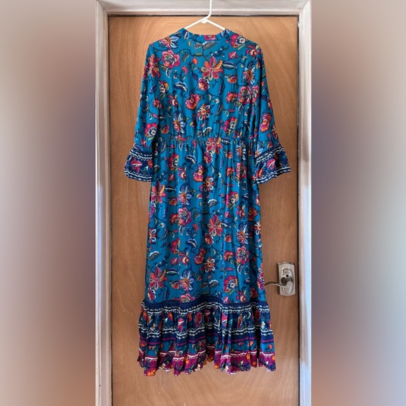 Soft Surroundings Allene Maxi Dress Floral Boho Pockets Women’s Med Petite - Picture 10 of 16
